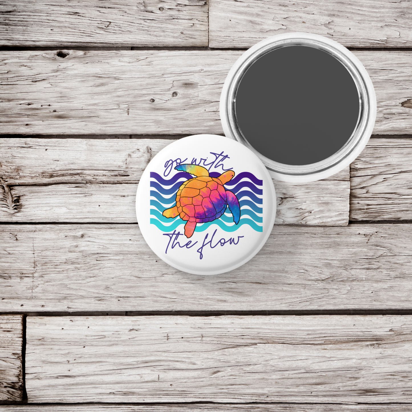 Go With The Flow Pin Back Button, Magnet, Keychain