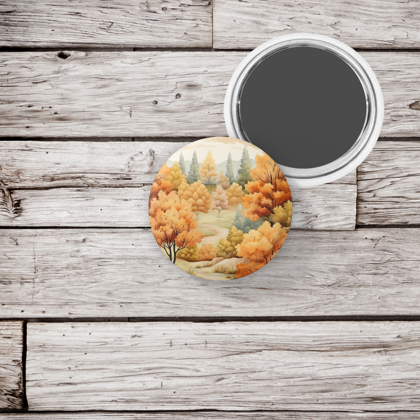 Country Fall Landscape 7 Pin Back Button, Magnet