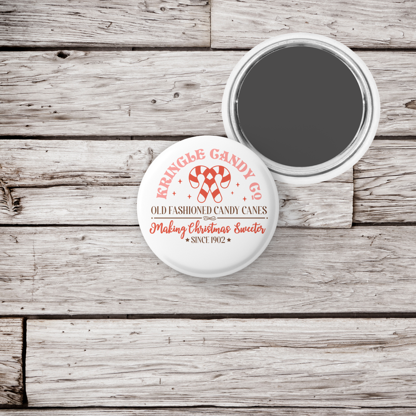 Kringle Candy Co Pin Back Button, Magnet