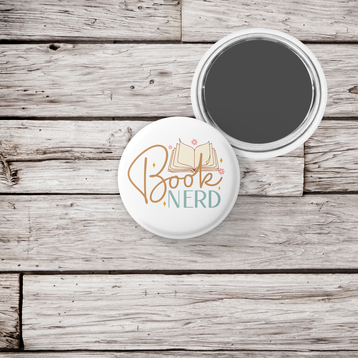 Book Nerd Pin Back Button, Magnet