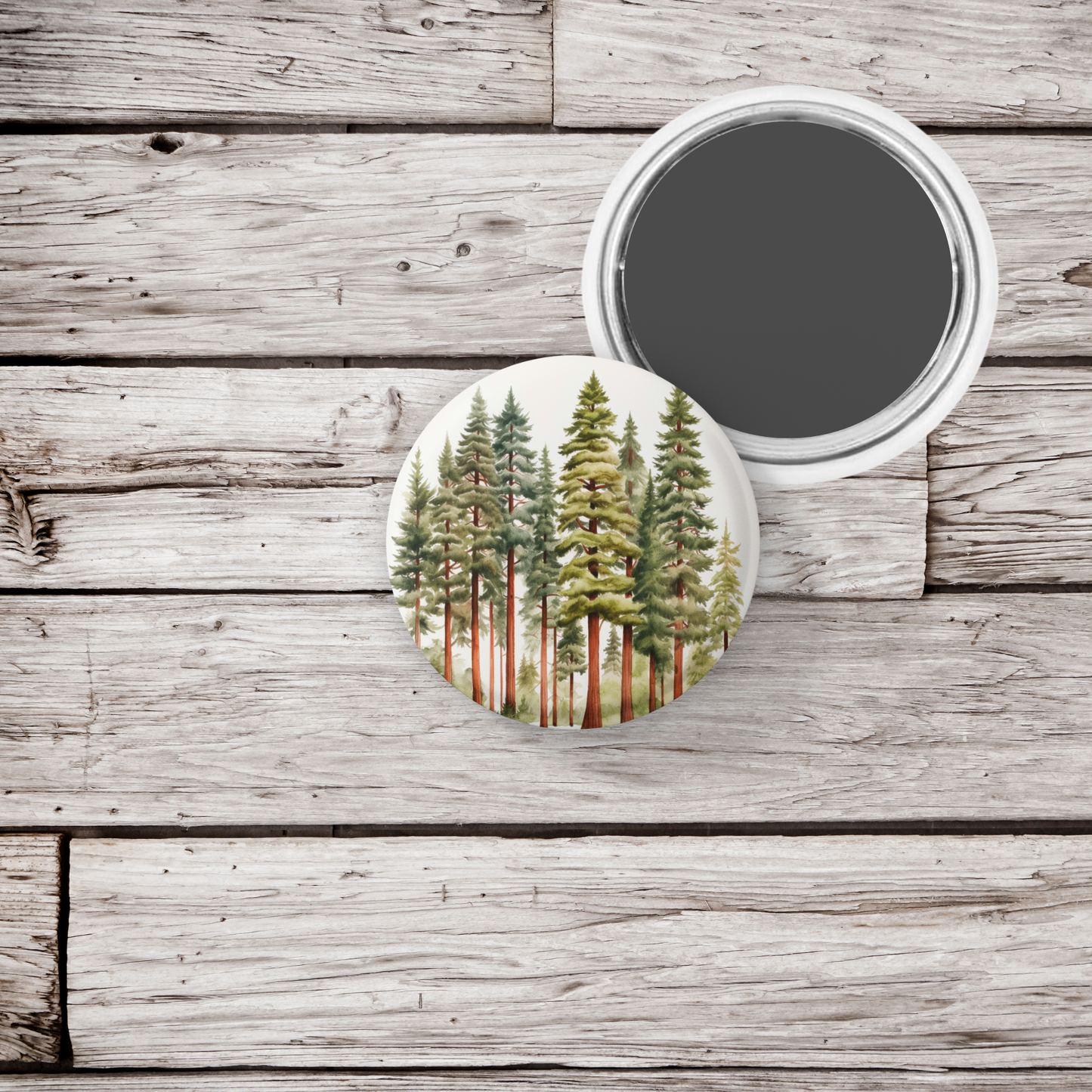 Redwood Forest 1 Pin Back Button, Magnet, Keychain