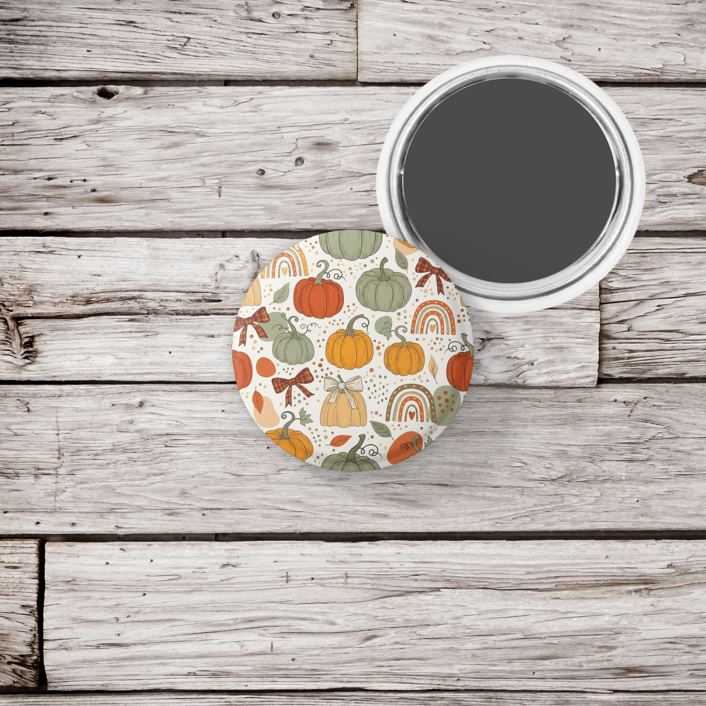 Rainbow Pumpkins Pin Back Button, Magnet