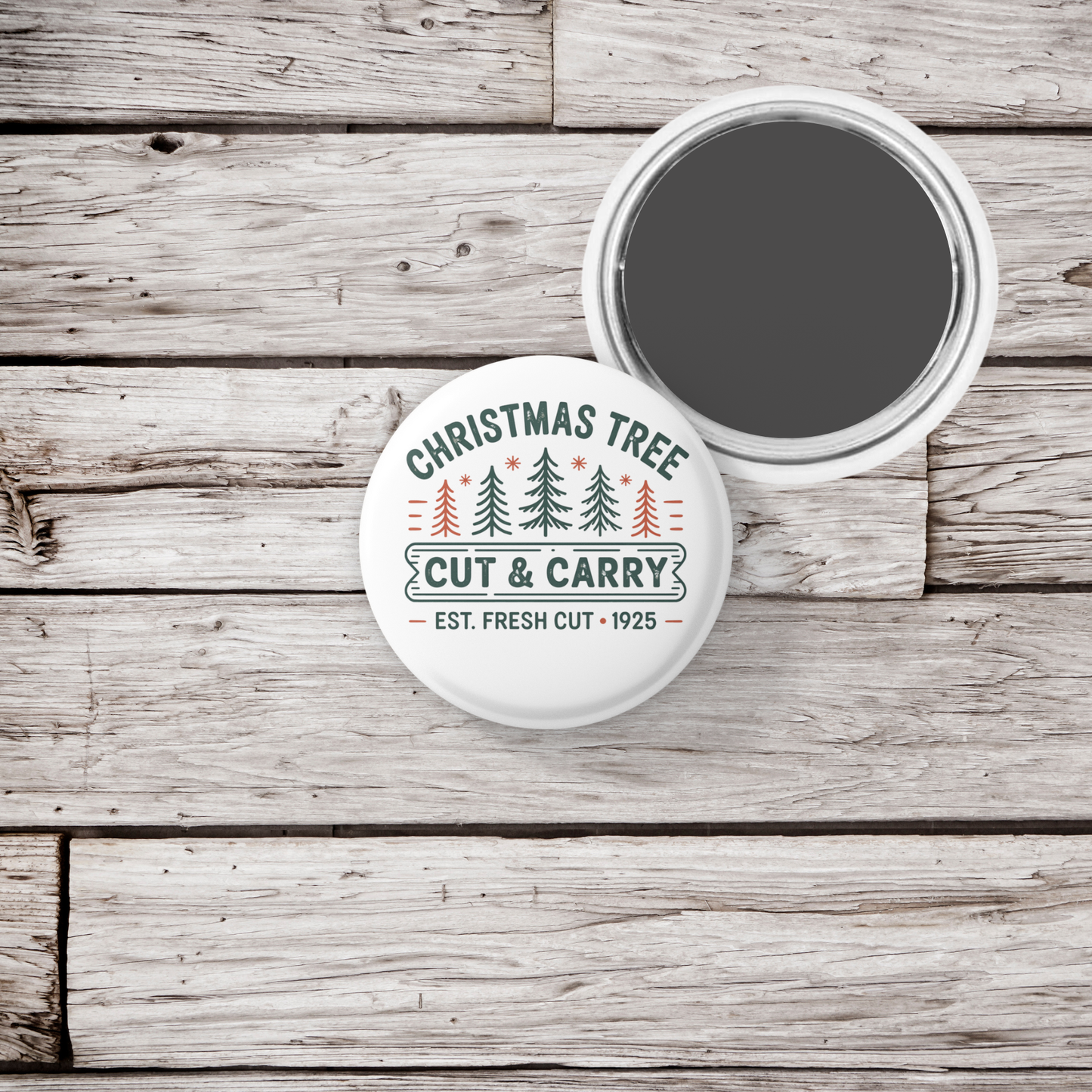 Christmas Tree Farm Pin Pin Back Button, Magnet