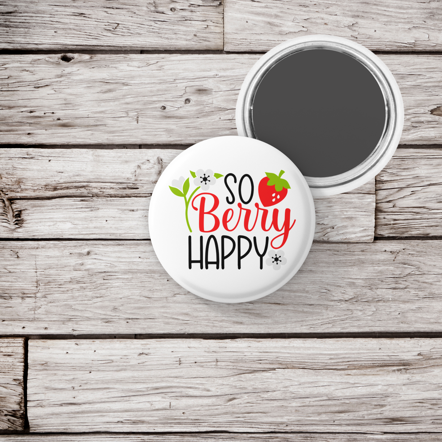 So Berry Happy Pin Back Button, Magnet, Keychain