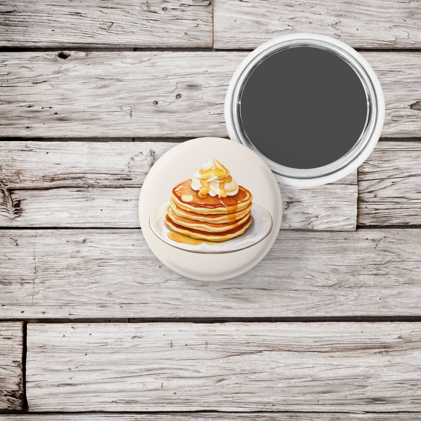 Pancakes With Whipped Cream Pin Back Button, Magnet