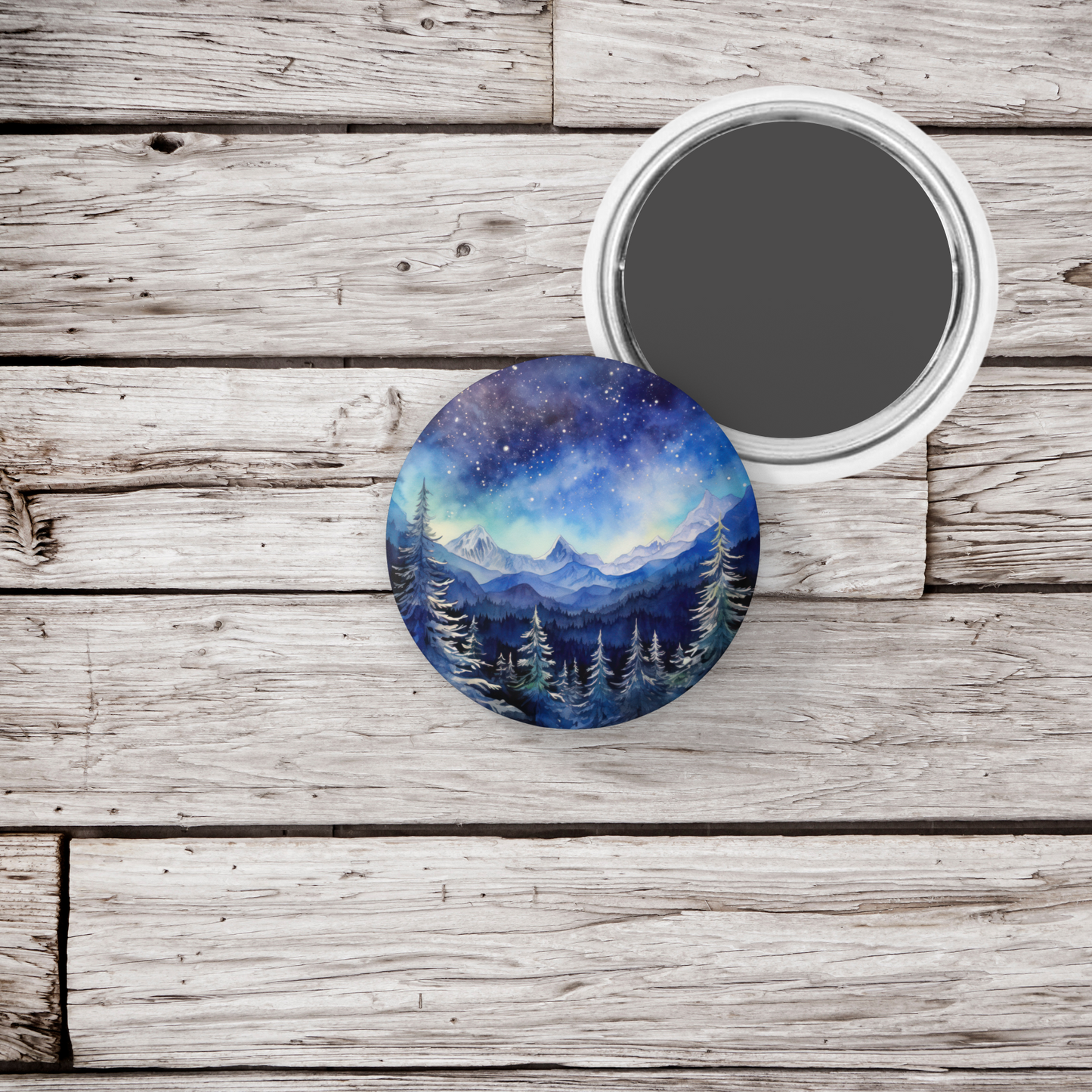 Night Forest 6 Pin Back Button, Magnet