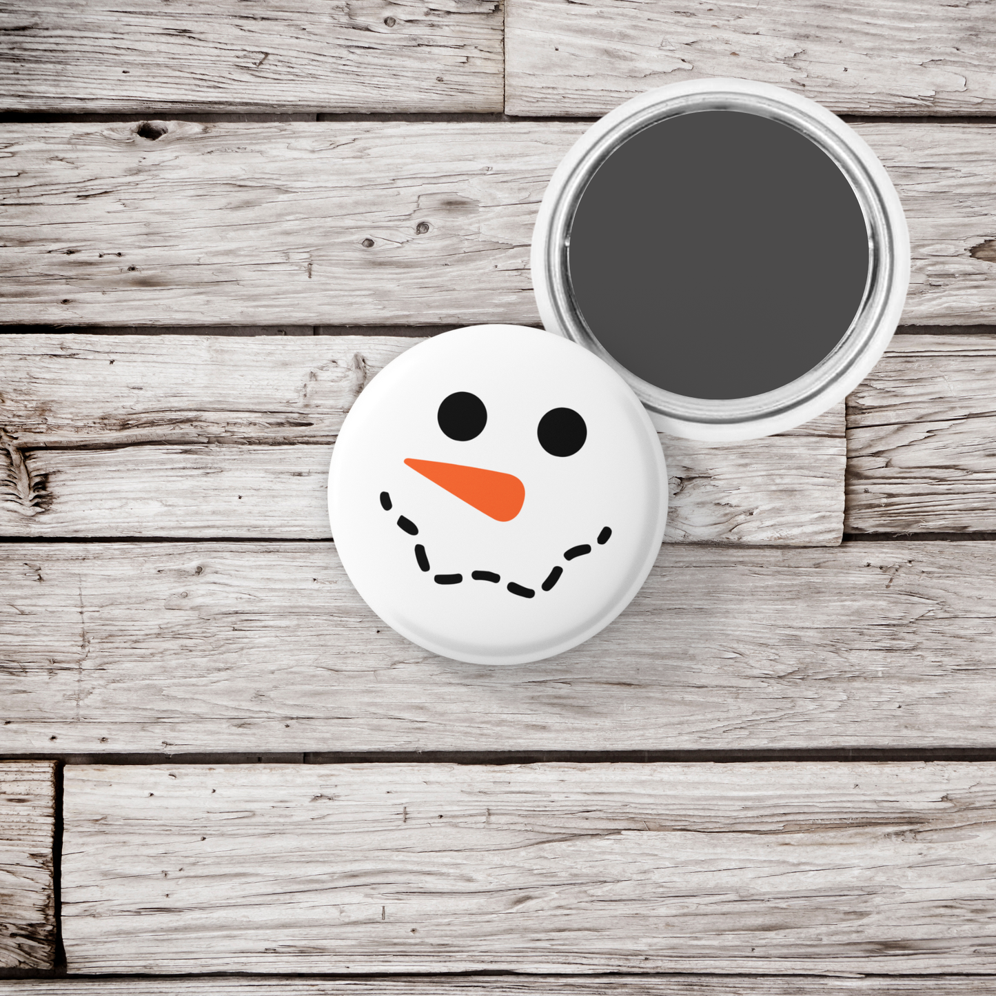 Snowman Face 2 Pin Back Button, Magnet