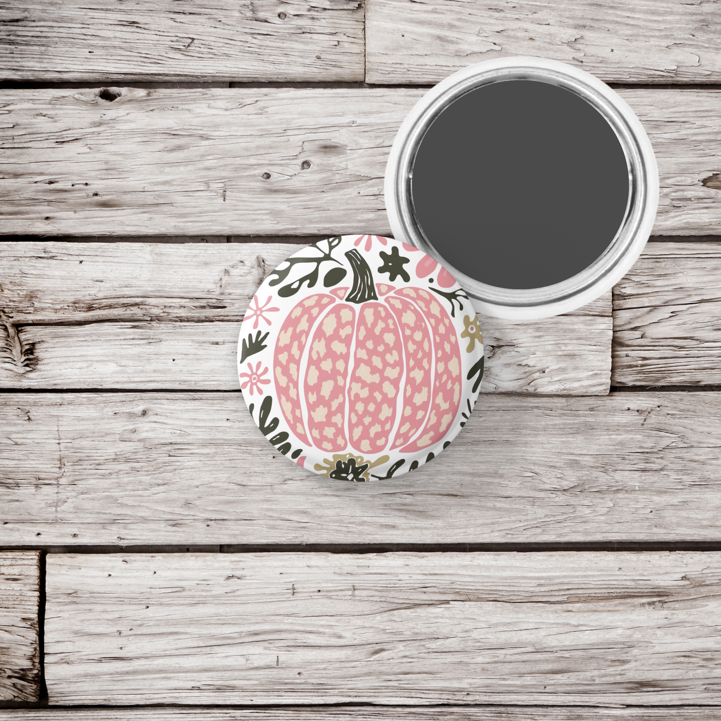 Pink Pumpkin Pin Back Button, Magnet