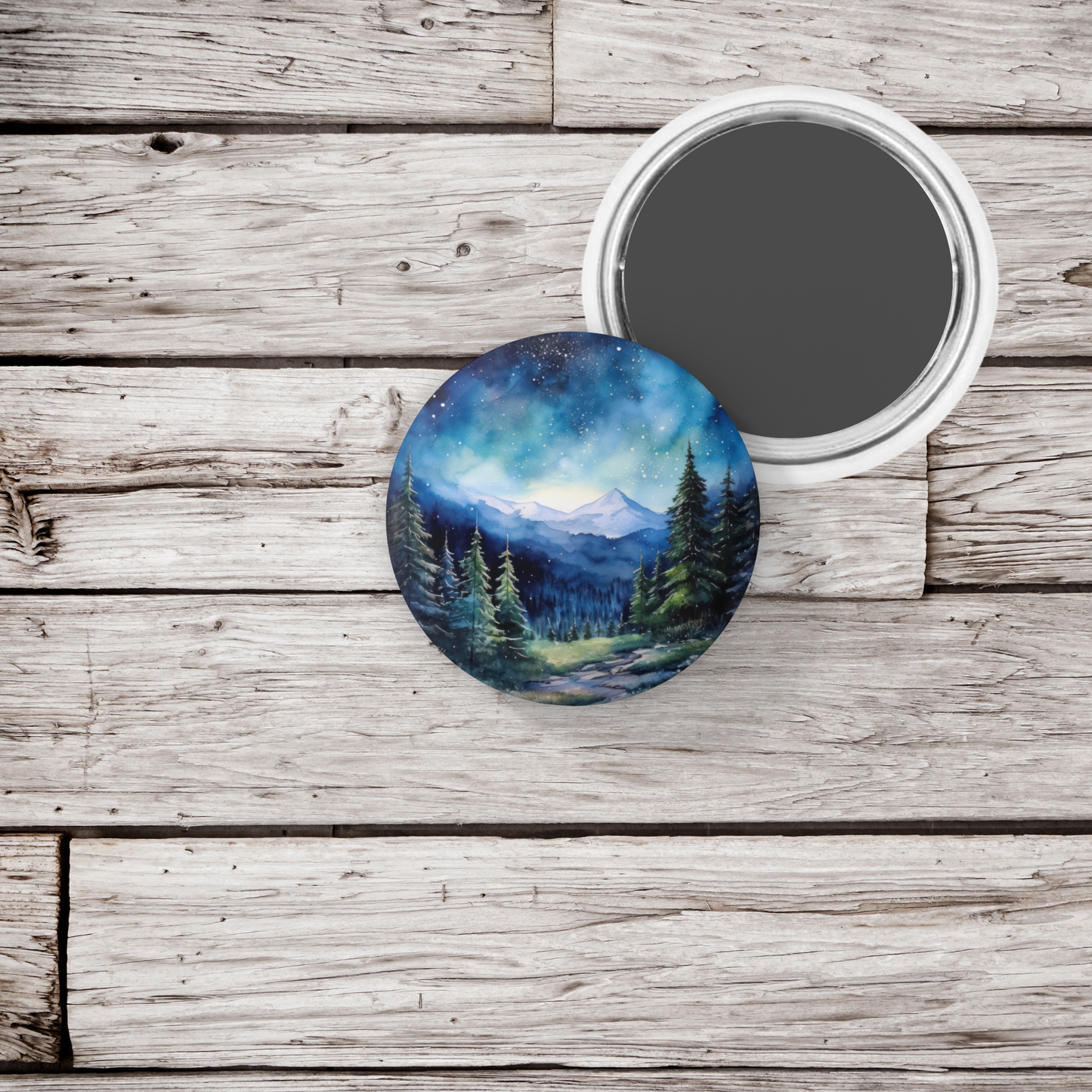 Night Forest 2 Pin Back Button, Magnet