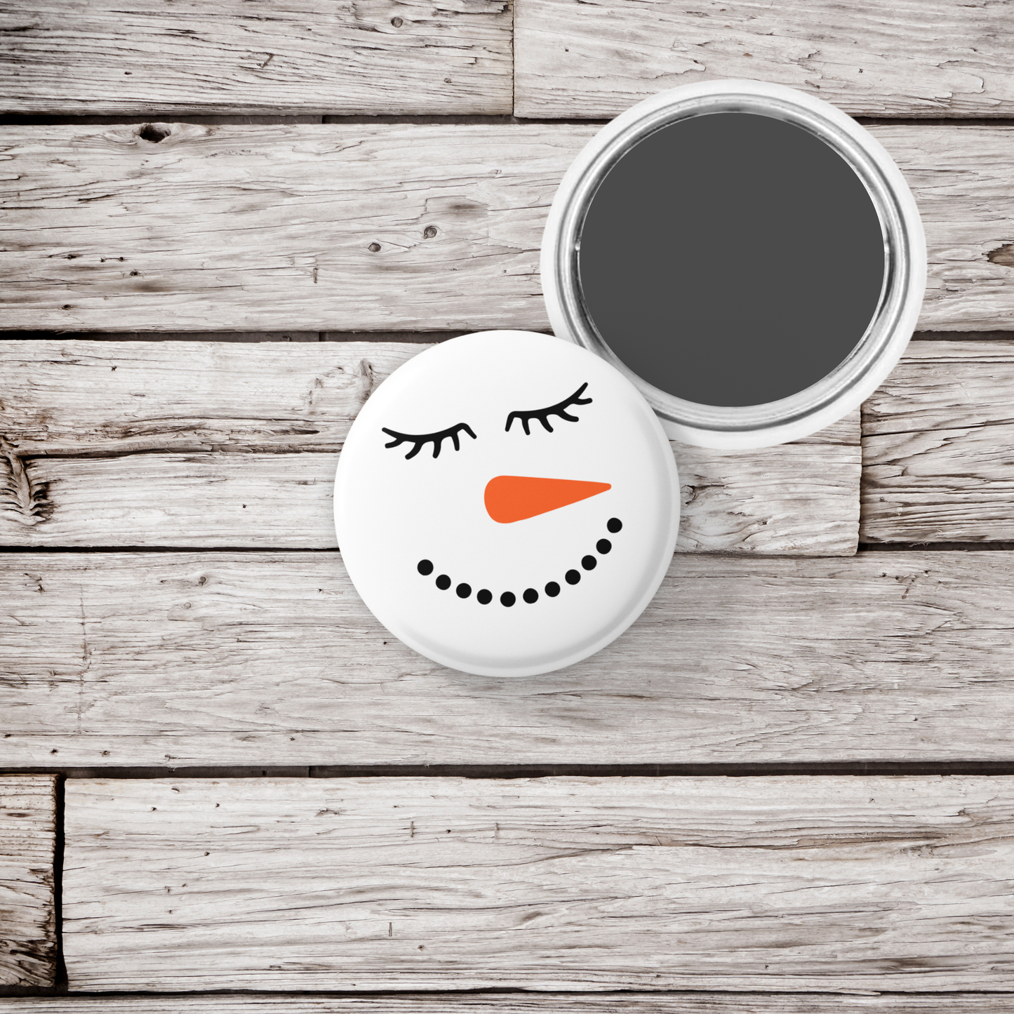 Snowman Face 4 Pin Back Button, Magnet