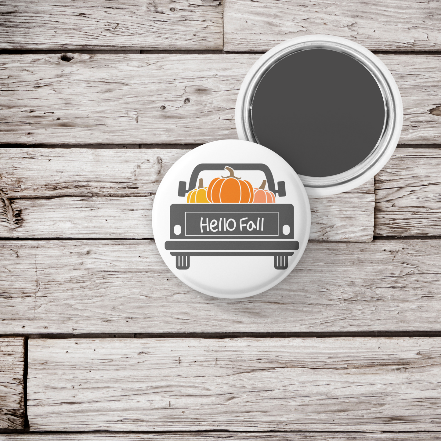 Hello Fall Pin Back Button, Magnet, Keychain