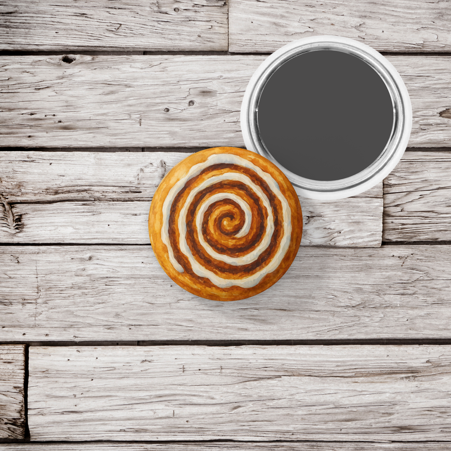 Cinnamon Roll Pin Pin Back Button, Magnet