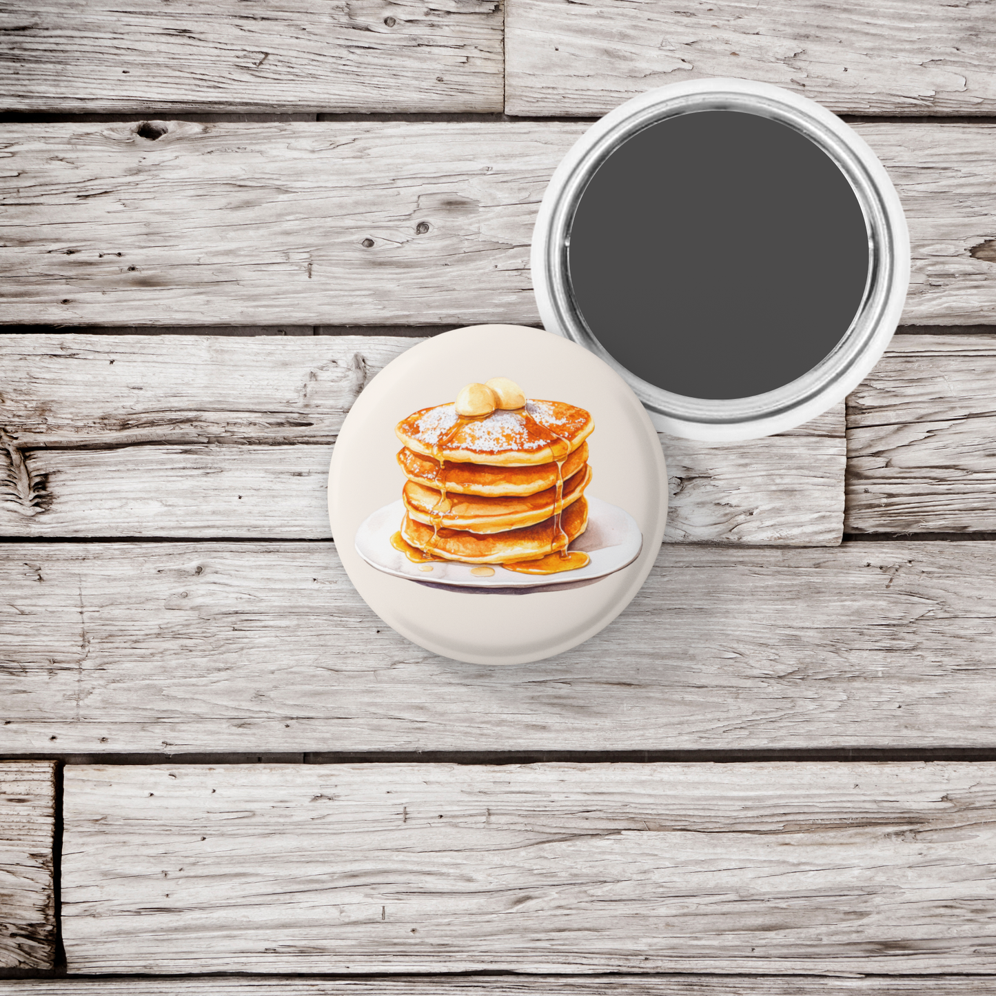 Pancakes With Butter Pin Back Button, Magnet