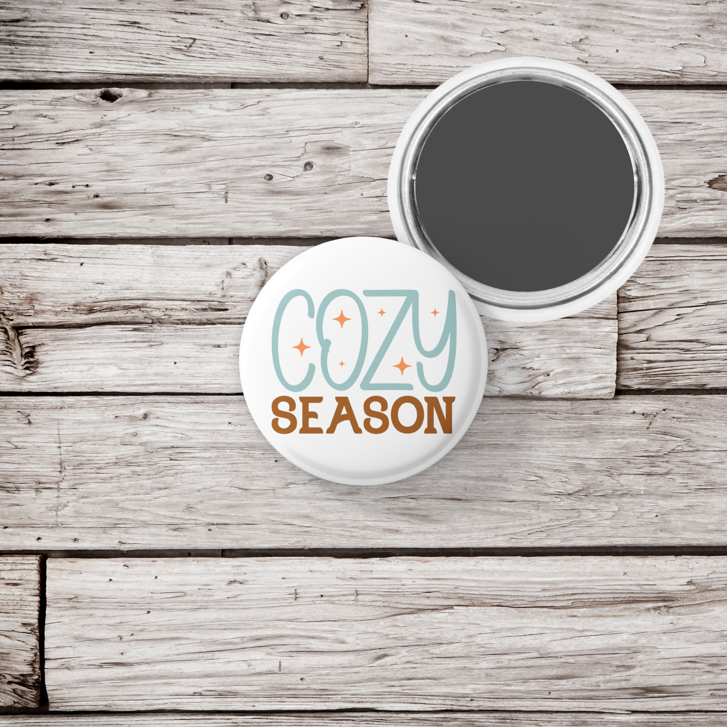 Cozy Season Pin Back Button, Magnet