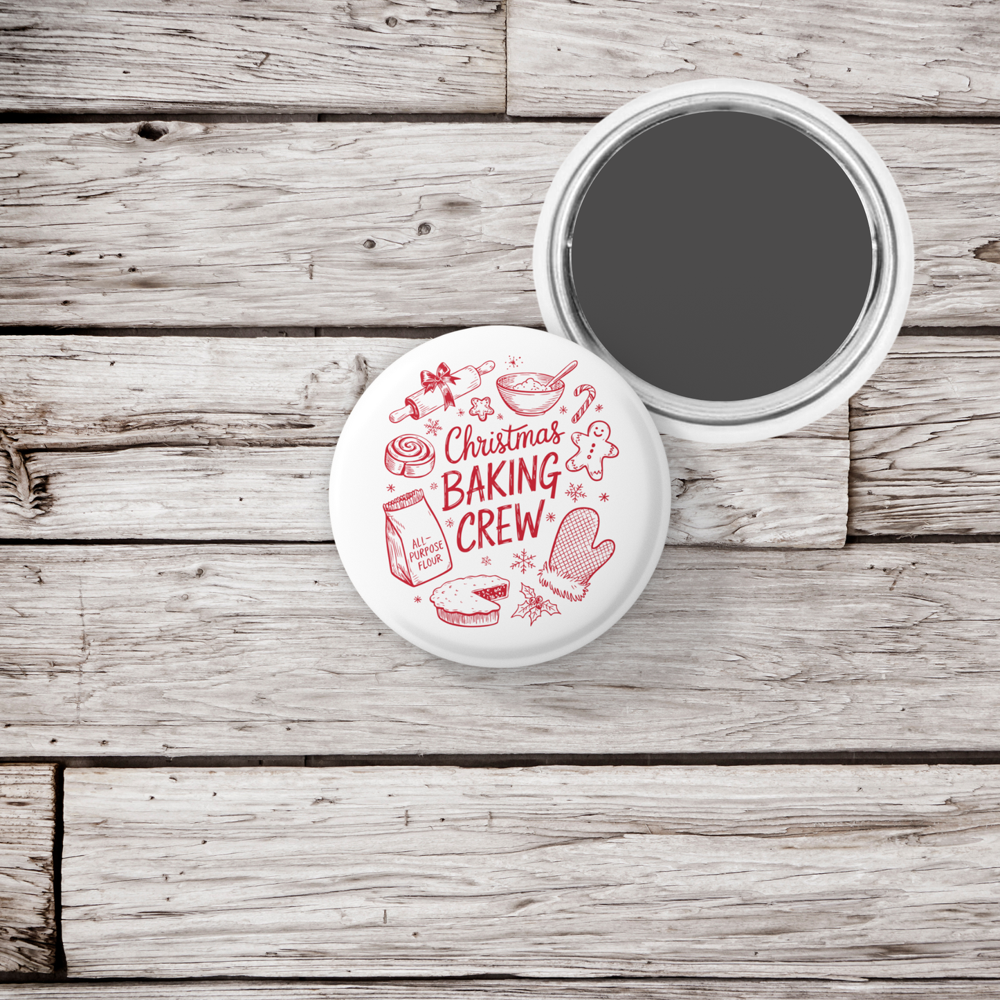 Christmas Baking Crew Pin Pin Back Button, Magnet