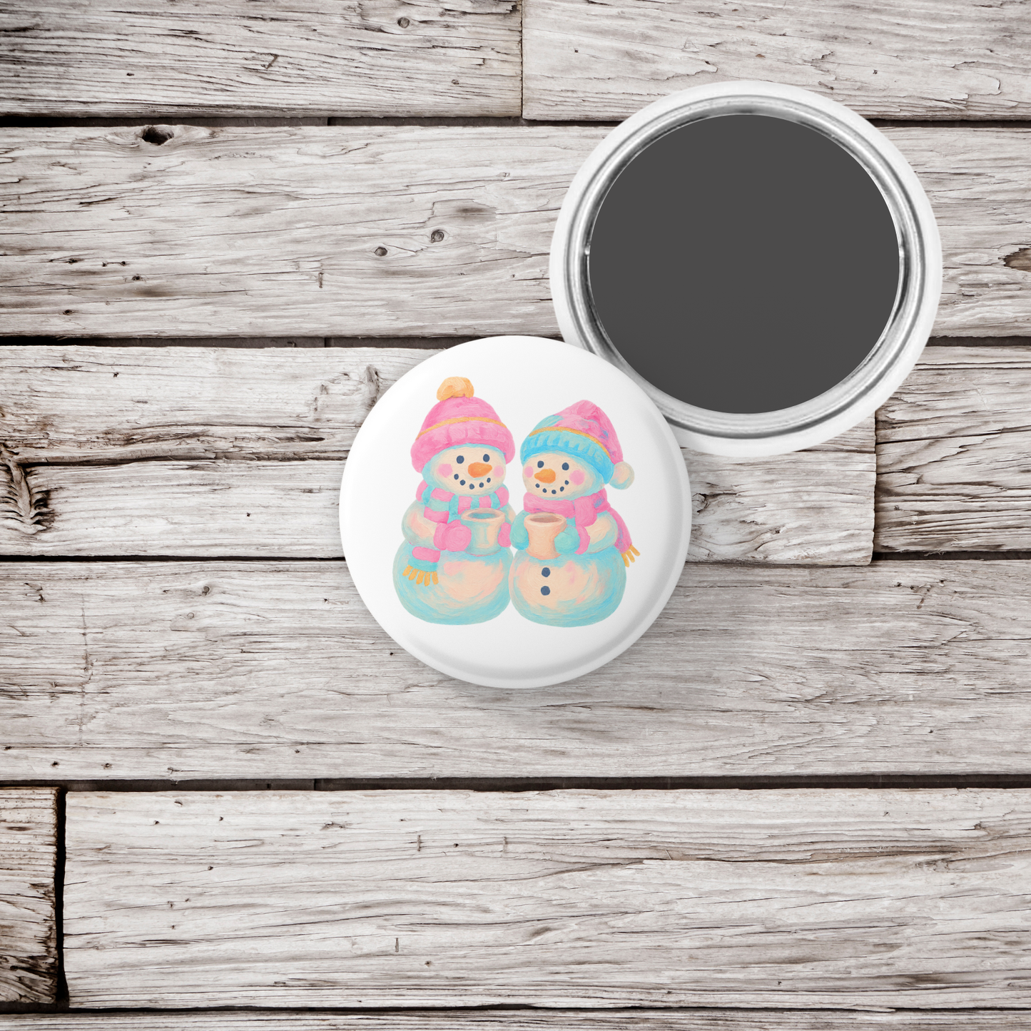 Snowman 6 Pin Back Button, Magnet