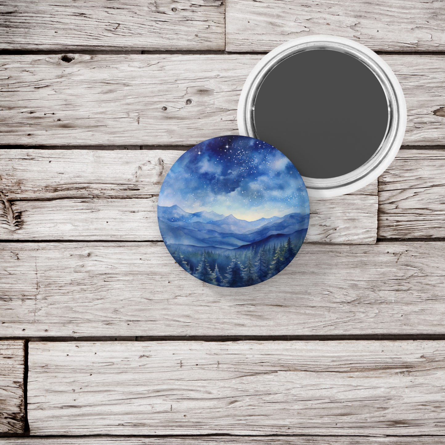 Night Forest 9 Pin Back Button, Magnet