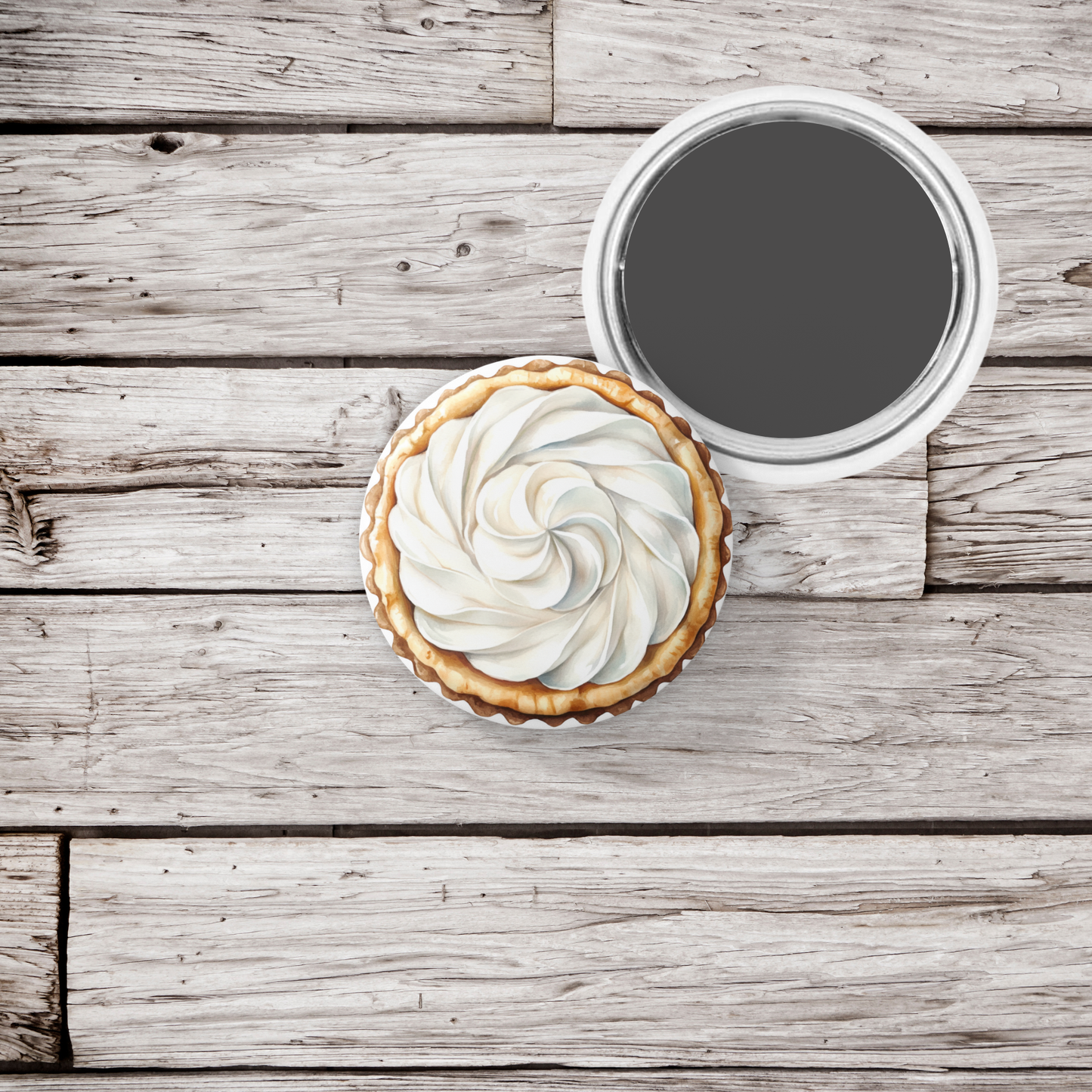 Meringue Pie Pin Back Button, Magnet