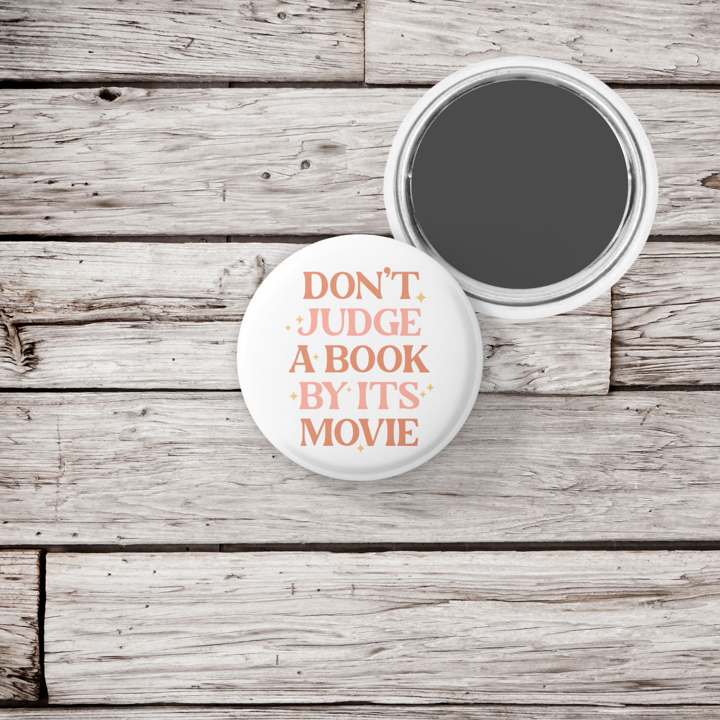Don't Judge A Book By It's Movies Pin Back Button, Magnet