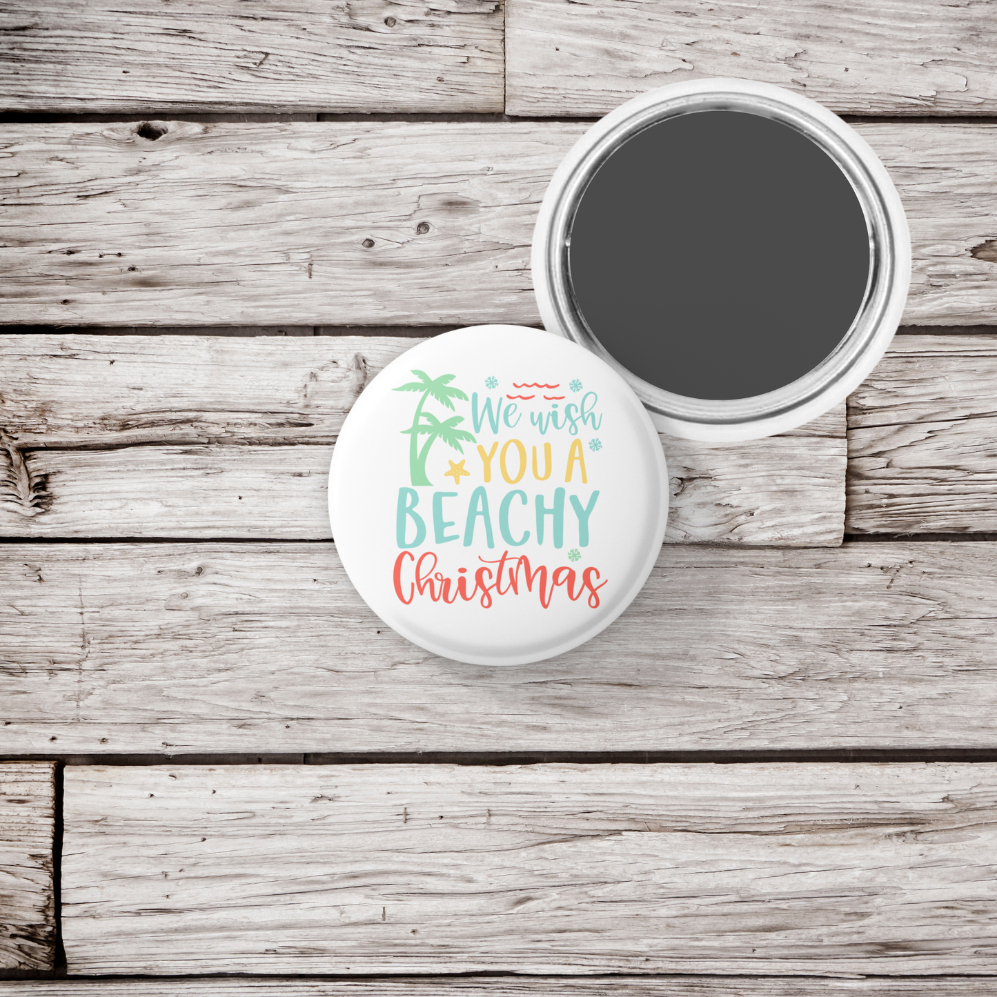 We Wish You A Beachy Christmas Pin Back Button, Magnet