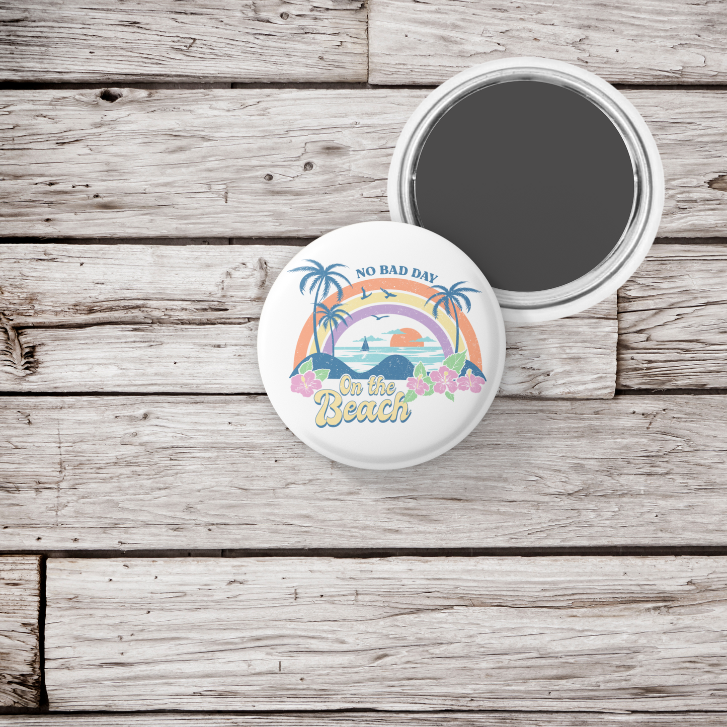 No Bad Day On The Beach Pin Back Button, Magnet, Keychain