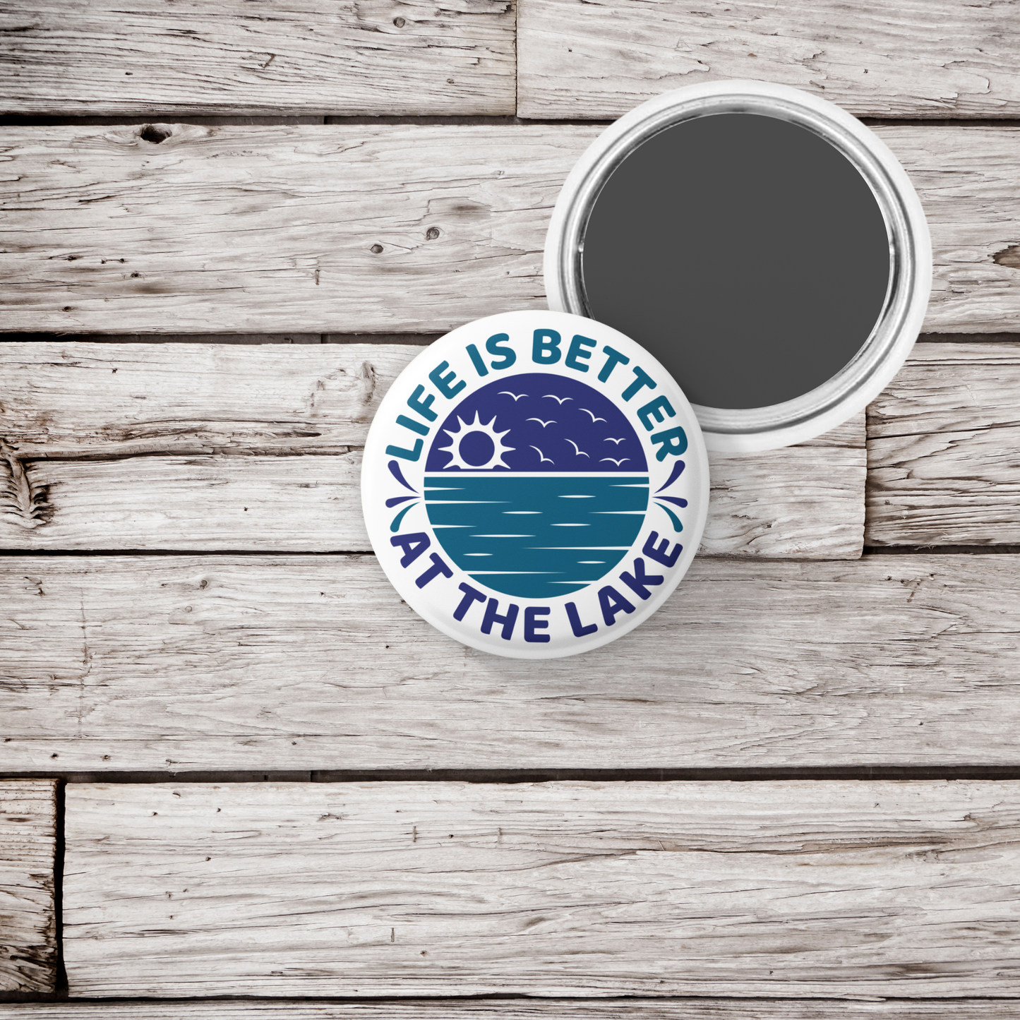 Life Is Better At The Lake Pin Back Button, Magnet, Keychain