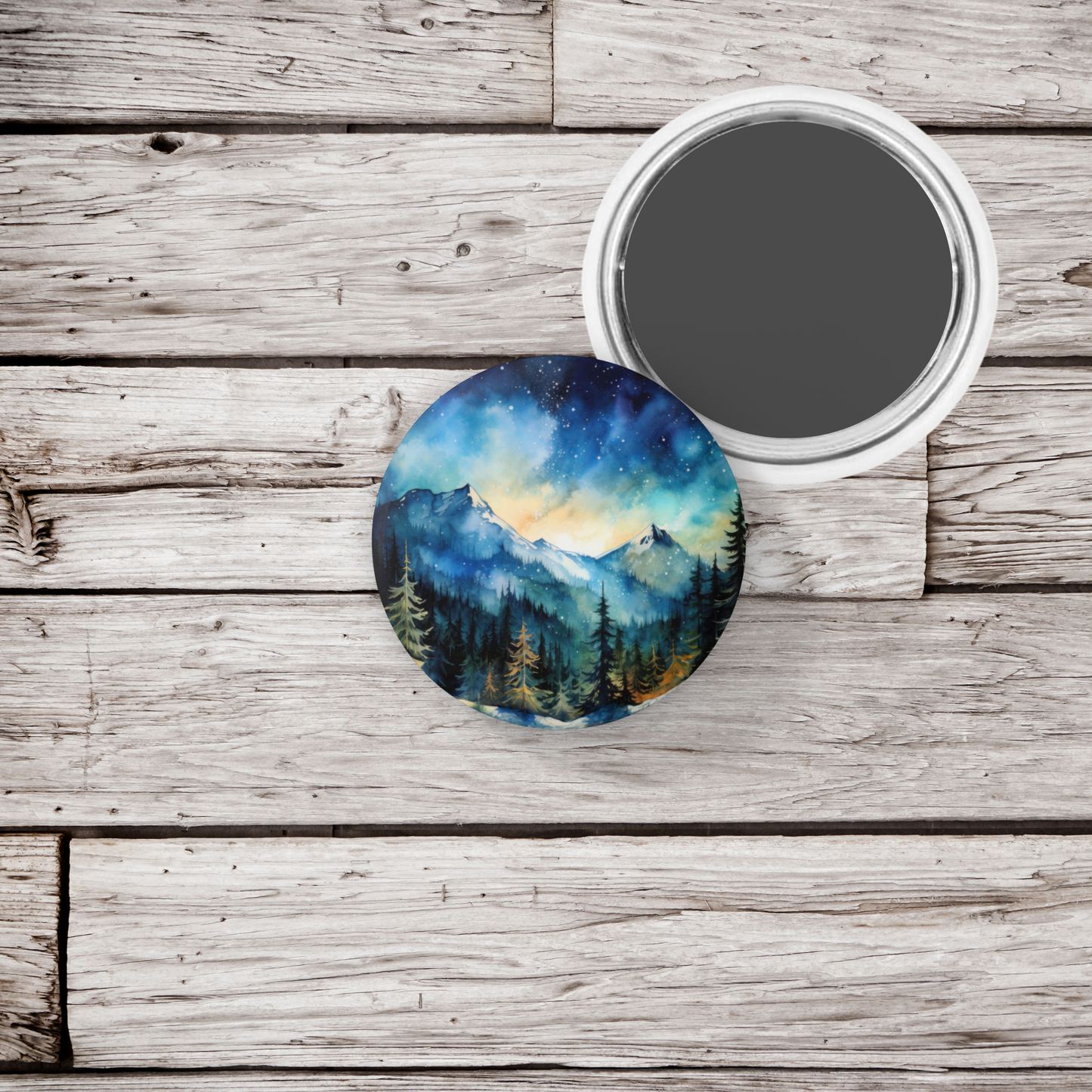 Night Forest 4 Pin Back Button, Magnet