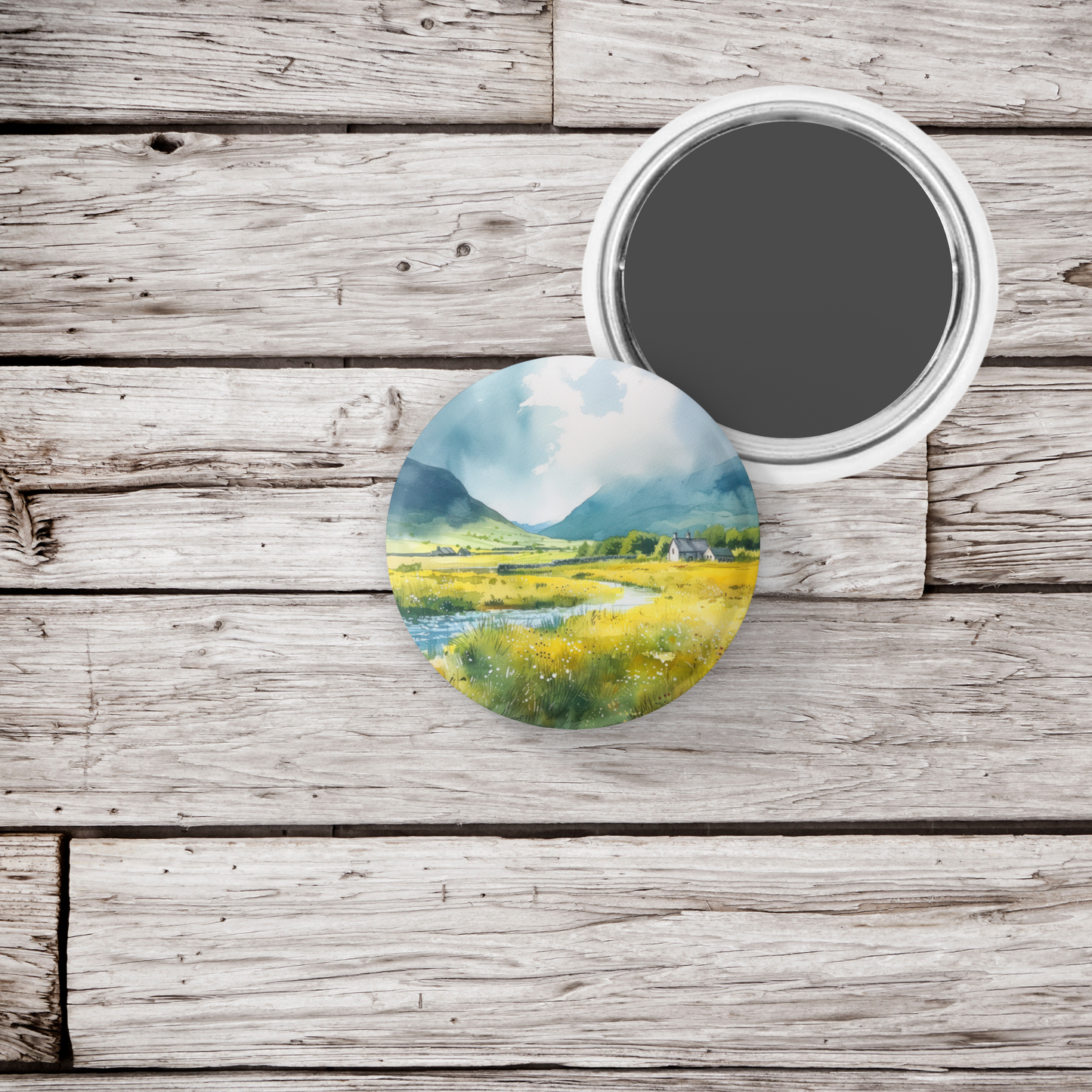 Irish Landscape 1 Pin Pin Back Button, Magnet, Keychain