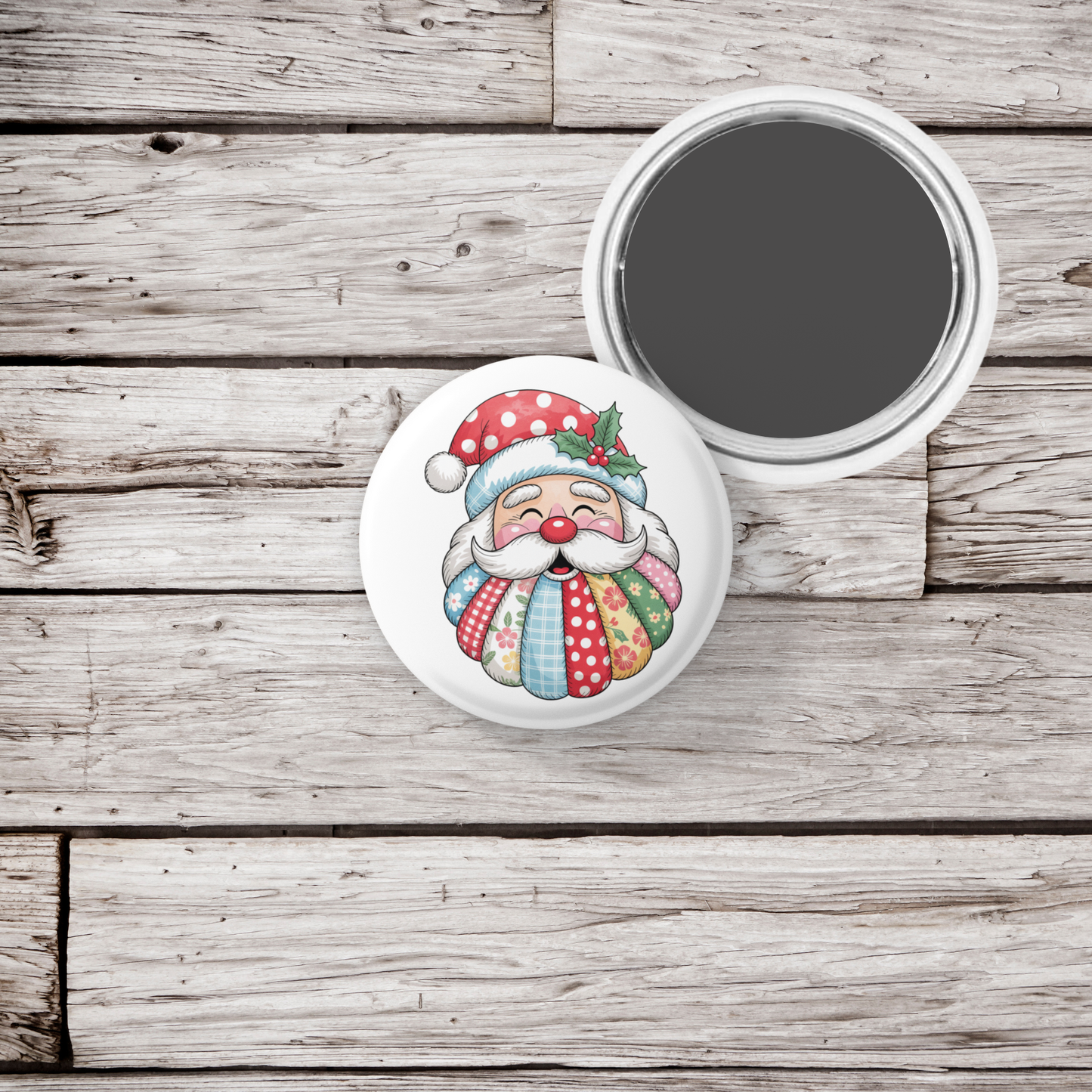 Quilted Snowman 3 Pin Back Button, Magnet