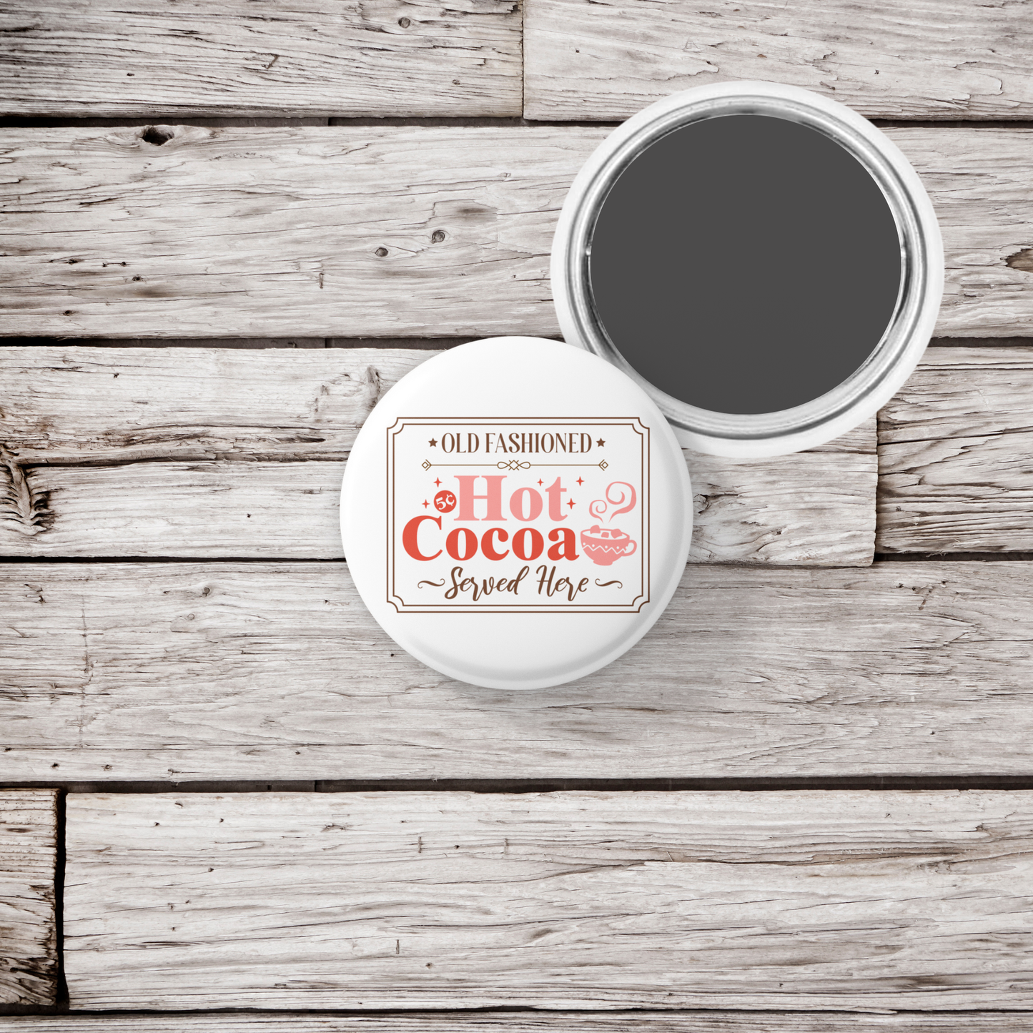 Old Fashion Hot Cocoa Pin Back Button, Magnet