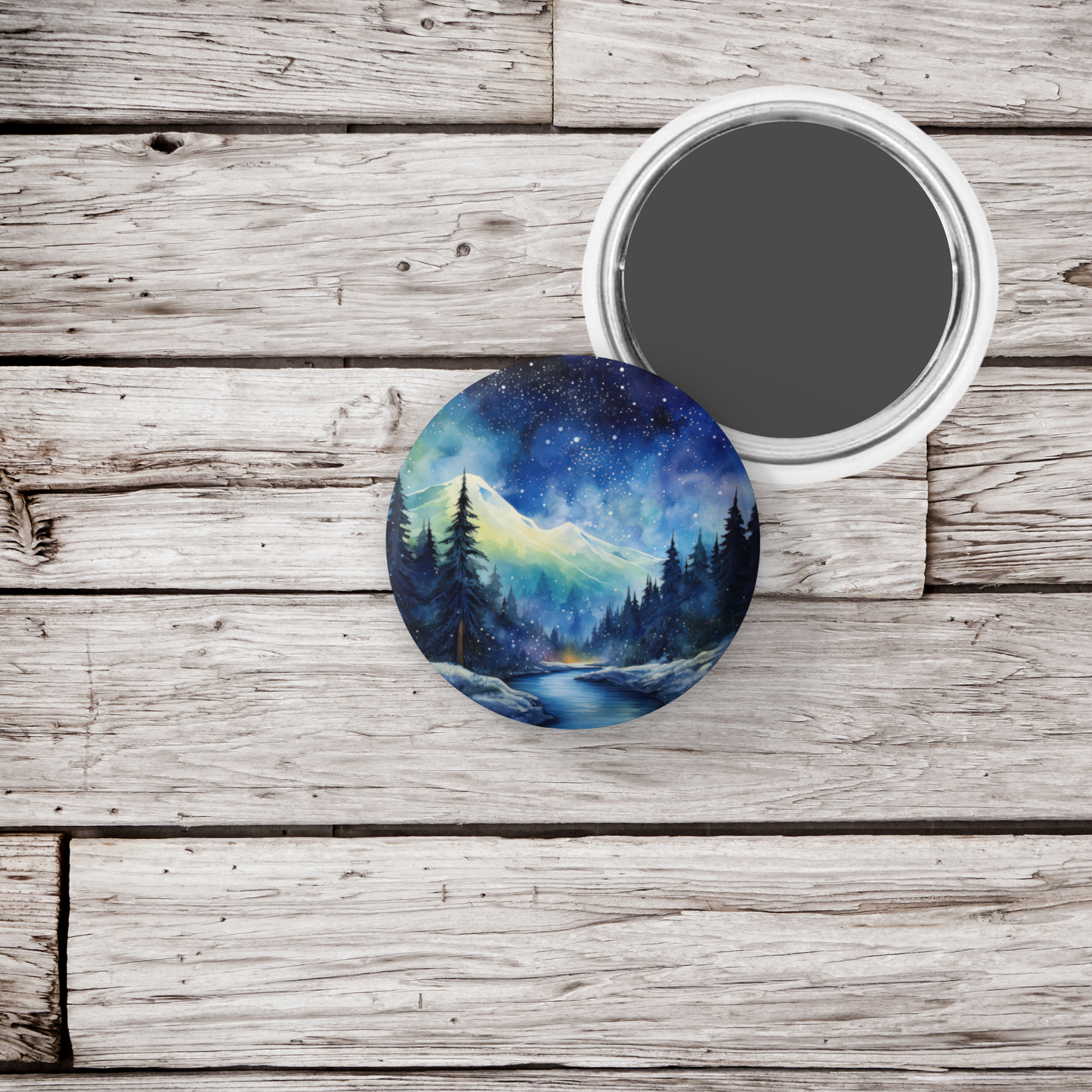 Night Forest 5 Pin Back Button, Magnet