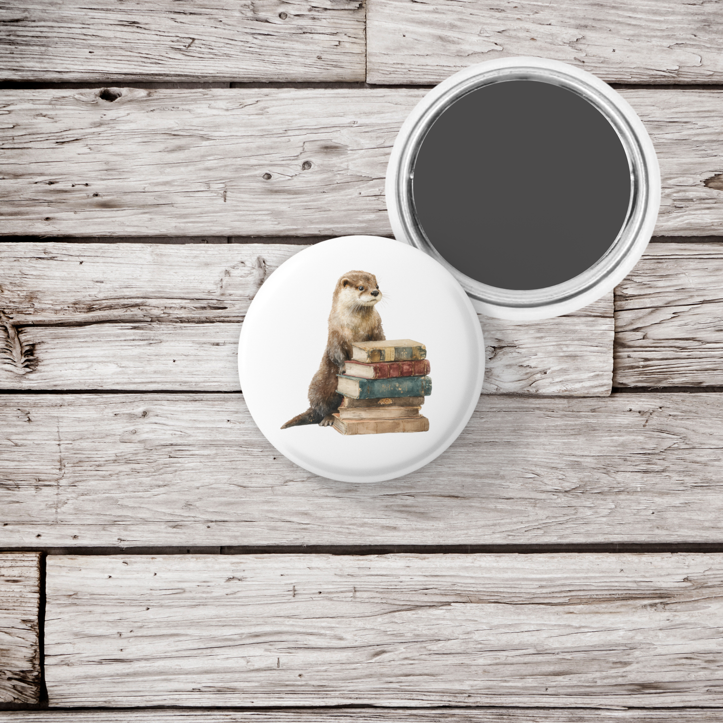 Otter Book 2 Pin Back Button, Magnet