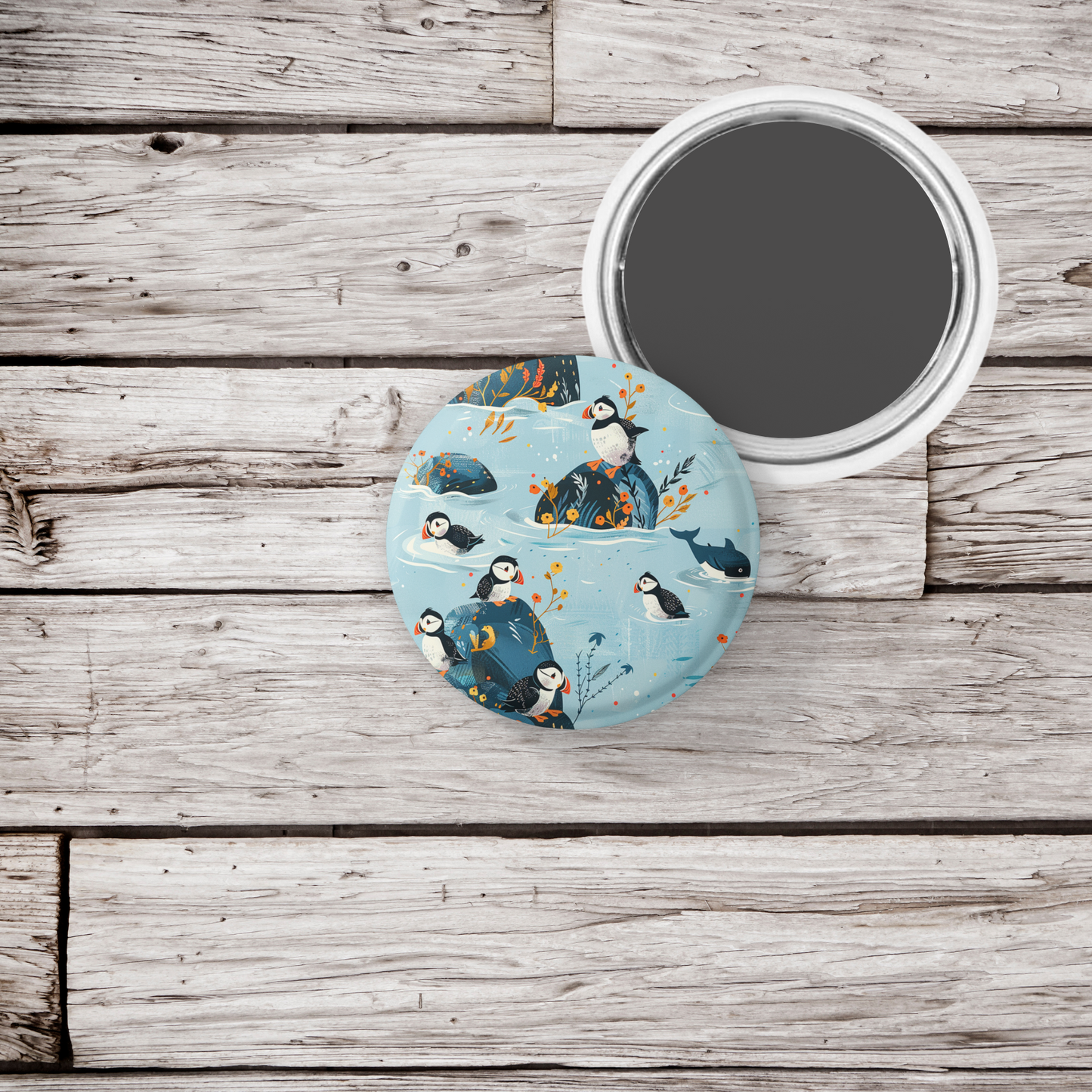 Puffin 1 Pin Back Button, Magnet