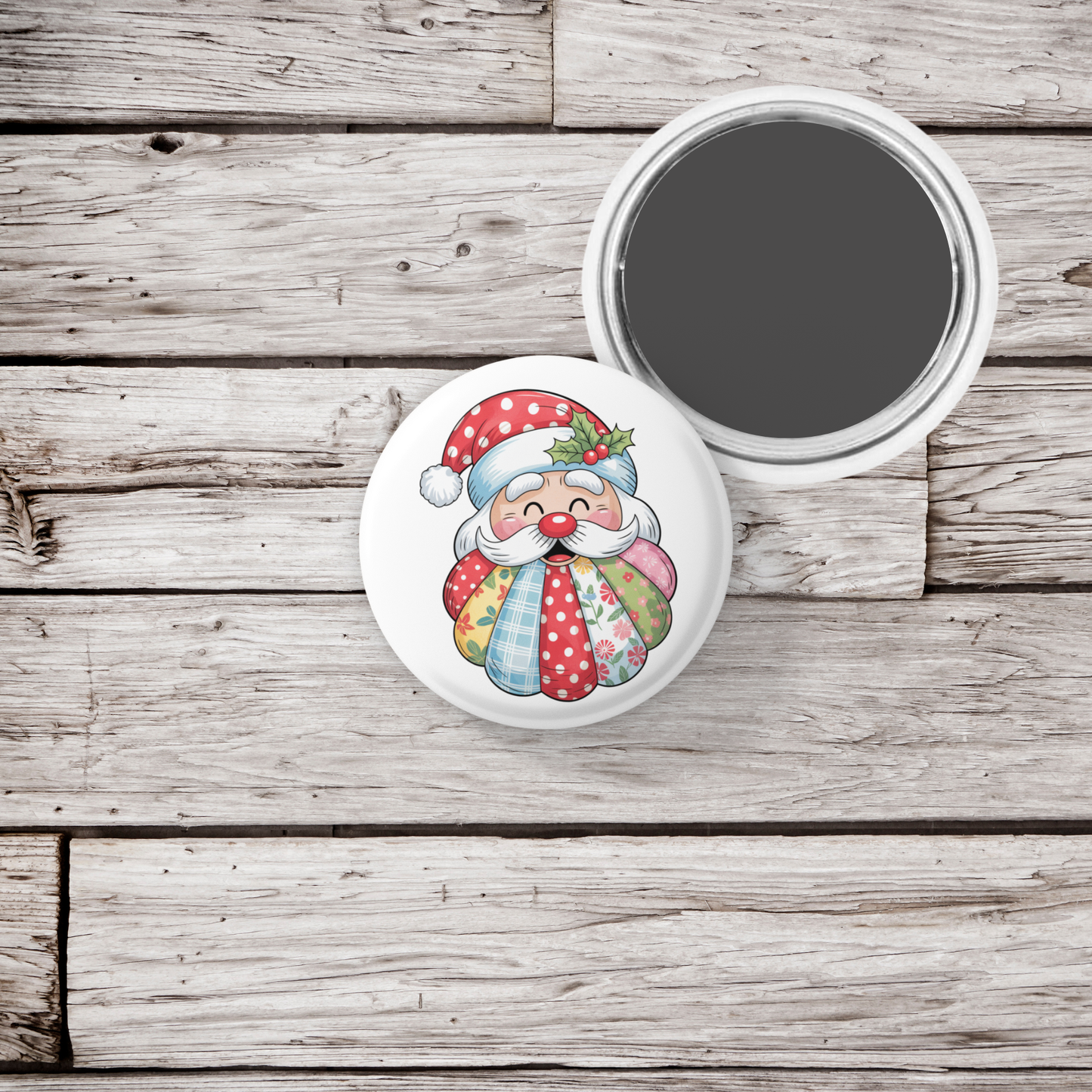 Quilted Snowman 2 Pin Back Button, Magnet