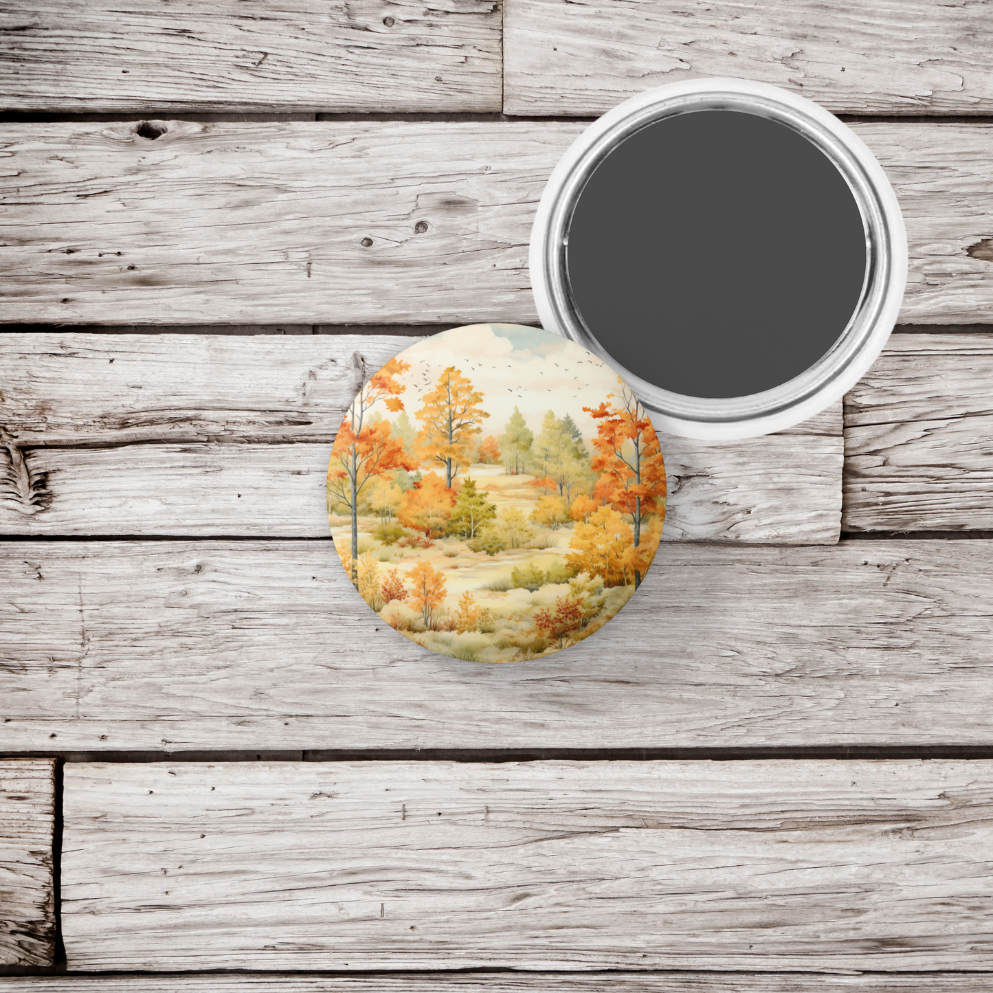Country Fall Landscape 18 Pin Back Button, Magnet