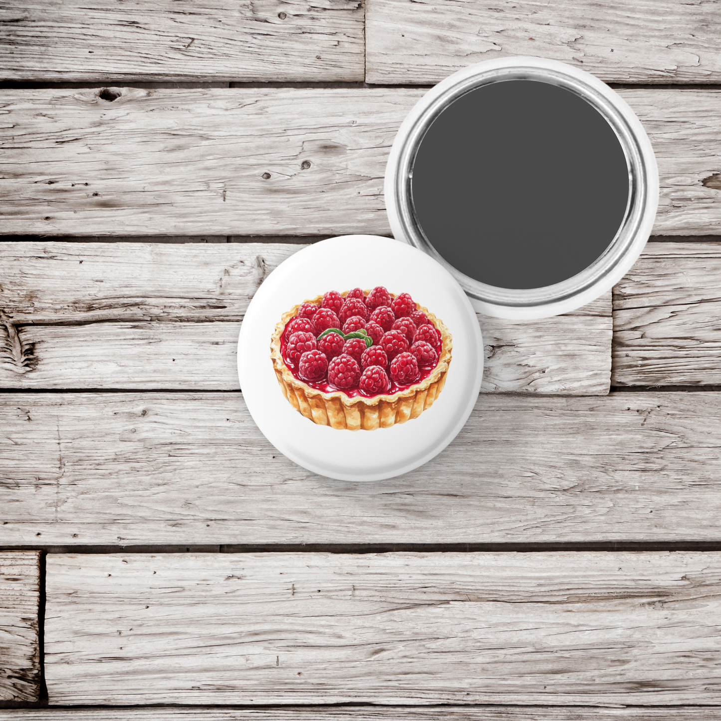 Raspberry Tart Pin Back Button, Magnet