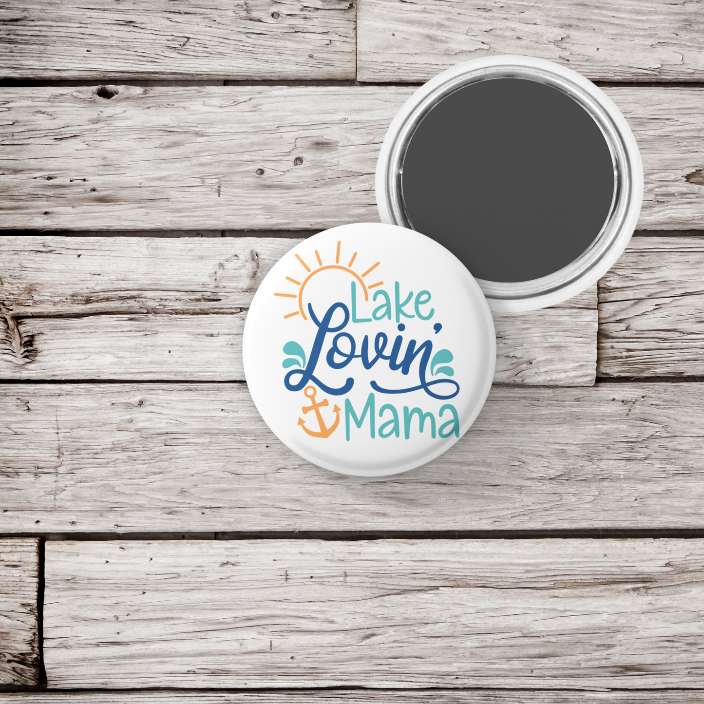 Lake Lovin Mama Pin Back Button, Magnet, Keychain