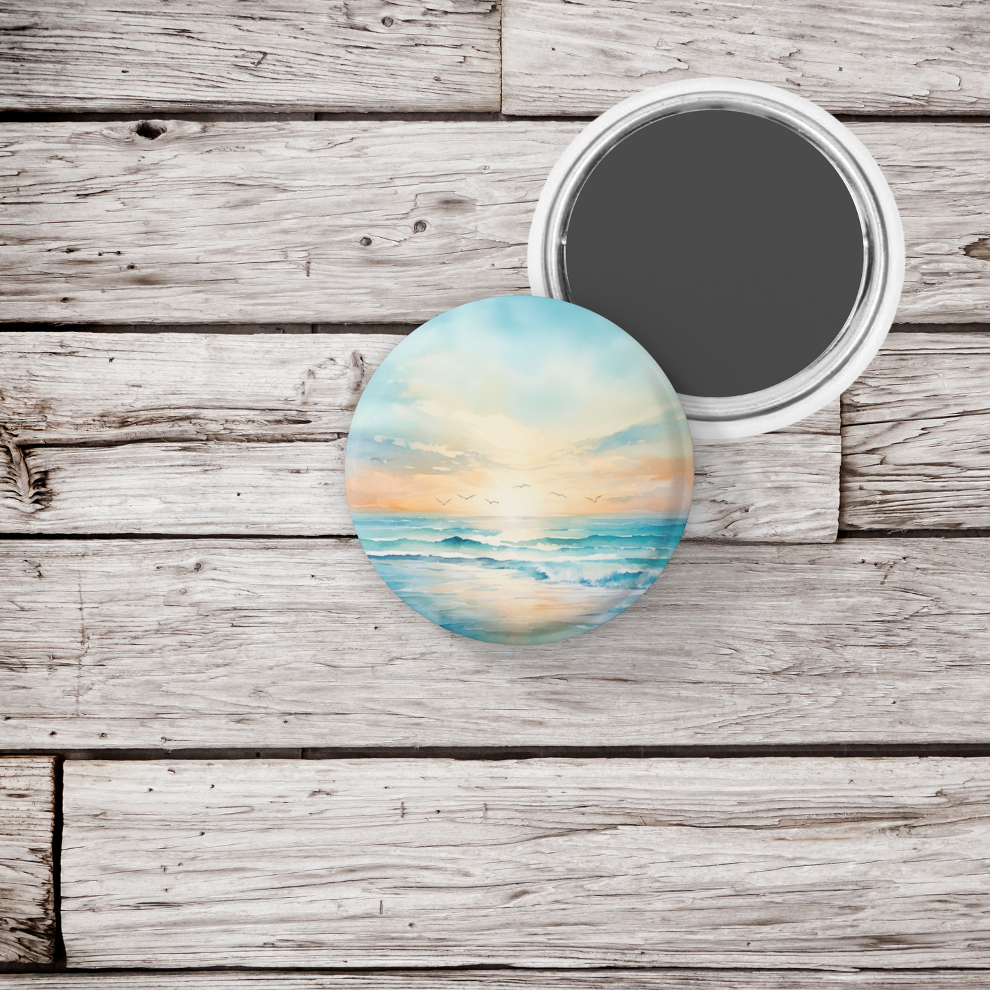 Costal Beach Pin Back Button, Magnet, Keychain