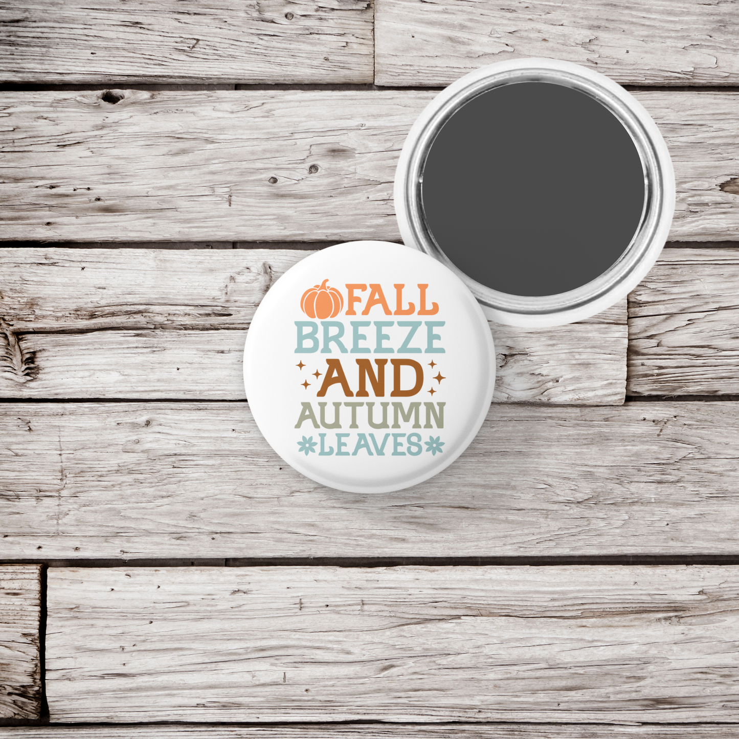 Fall Breeze and Autumn Leaves Pin Back Button, Magnet