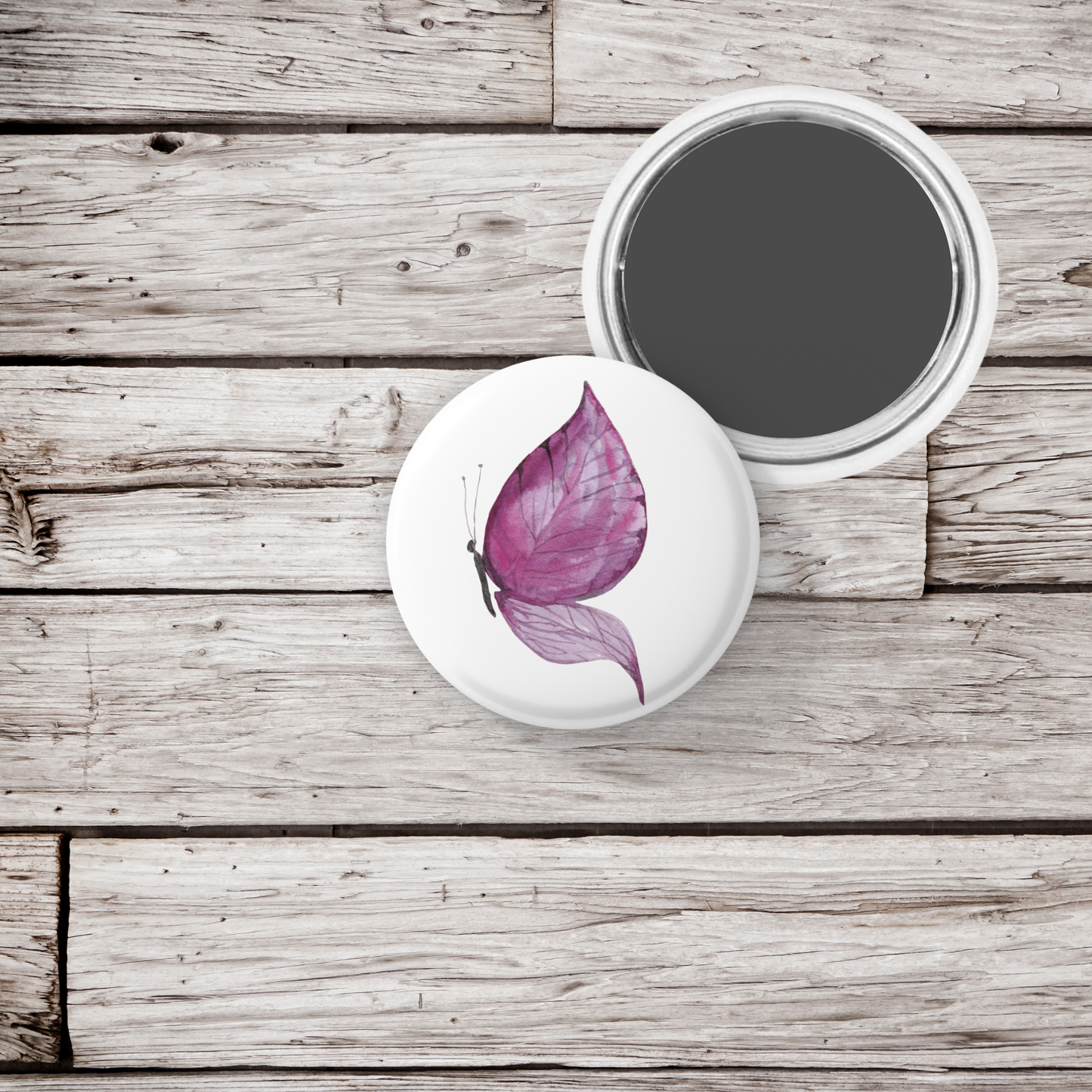 Purple Butterfly Pin Back Button, Magnet, Keychain
