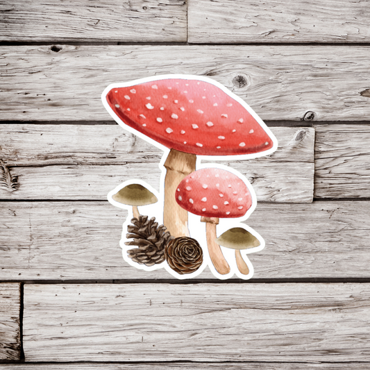 Mushroom and Pinecones Sticker