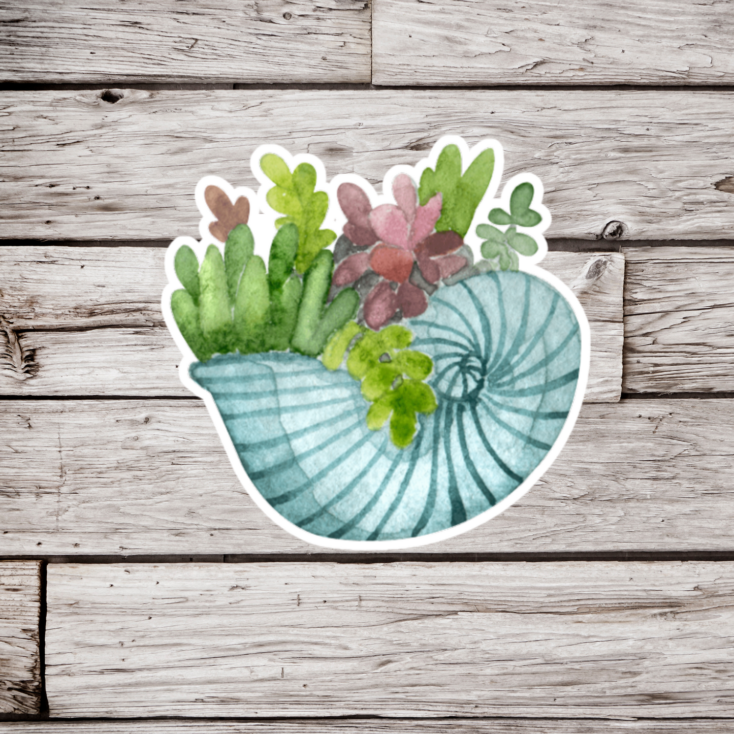 Nautilus Shell With Plants Sticker