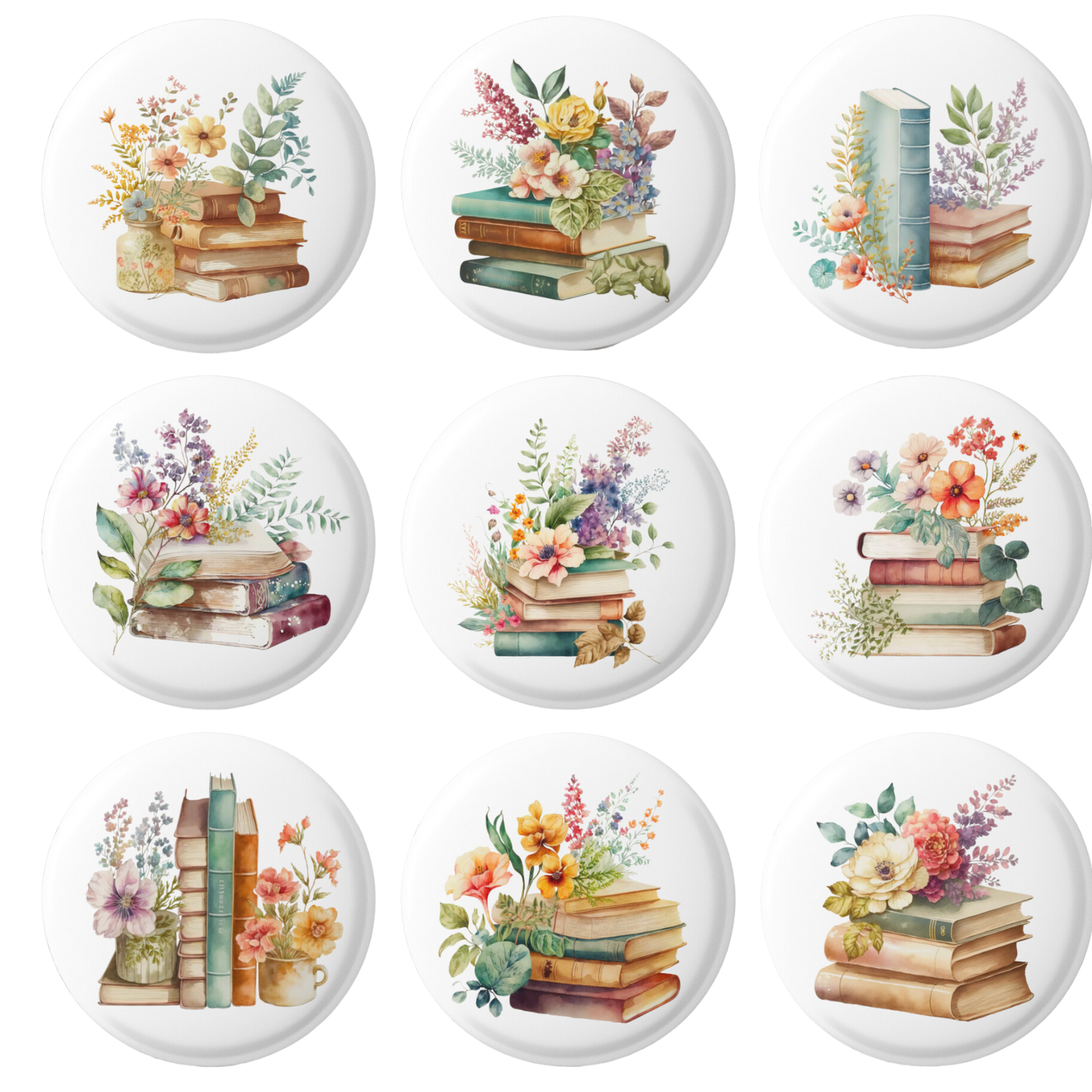 Floral Books Pins Mix