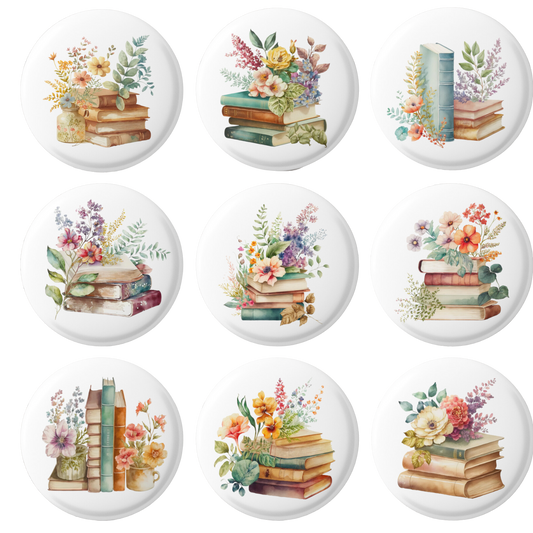 Floral Books Pins Mix