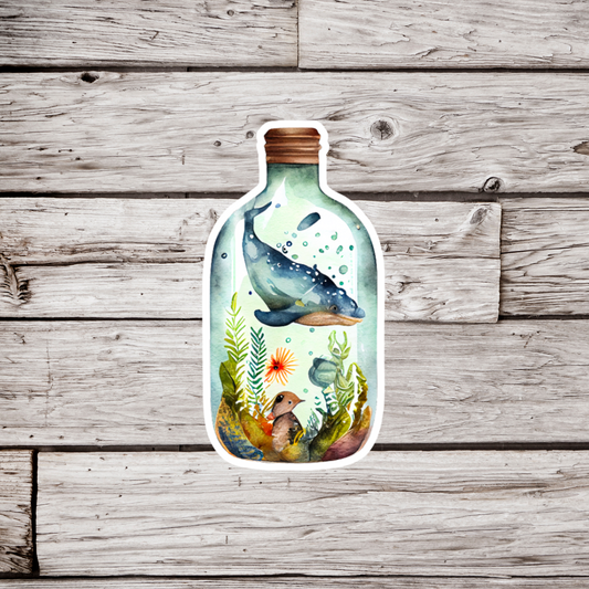 Whale in a Bottle Sticker