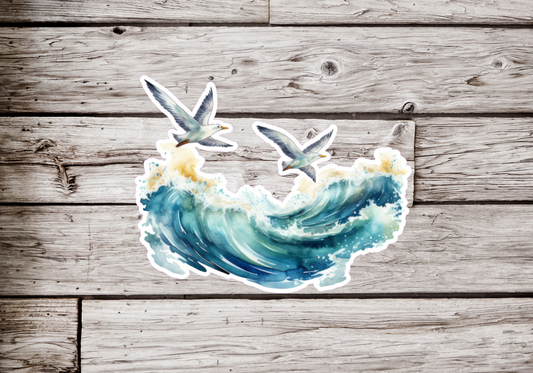 Ocean Waves and Seagulls Sticker