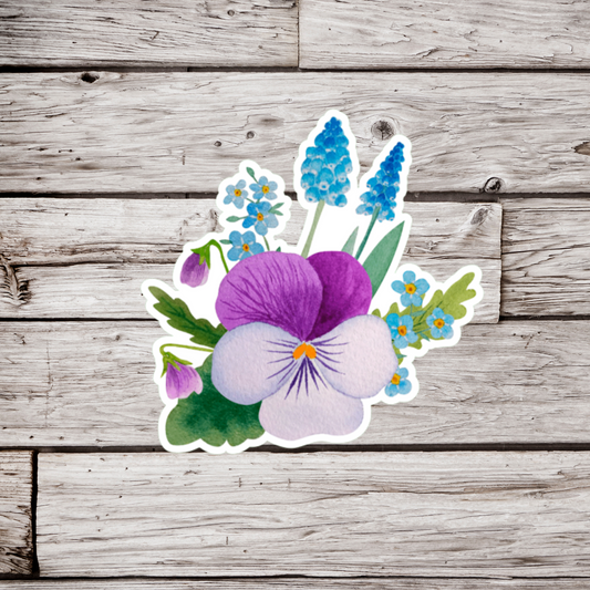 Pansy Hyacinth Flower Sticker