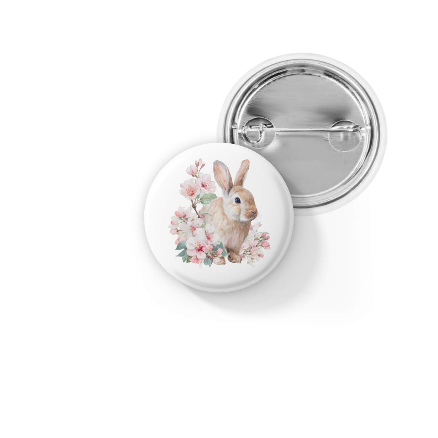 Floral Bunny 1 Pin Back Button, Magnet