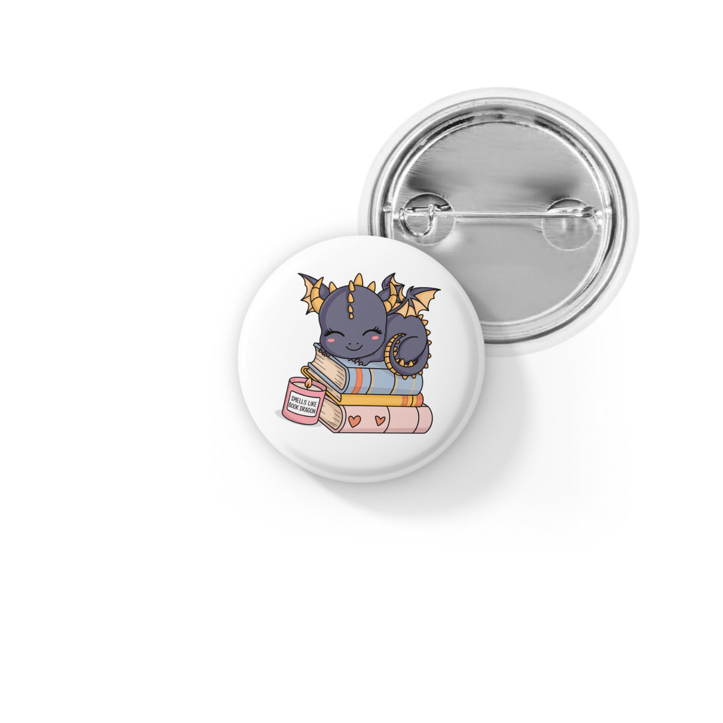Smells Like Book Dragon Pin Back Button, Magnet