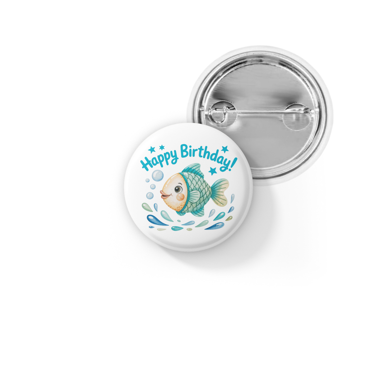 Happy Birthday Fish Pin Back Button, Magnet